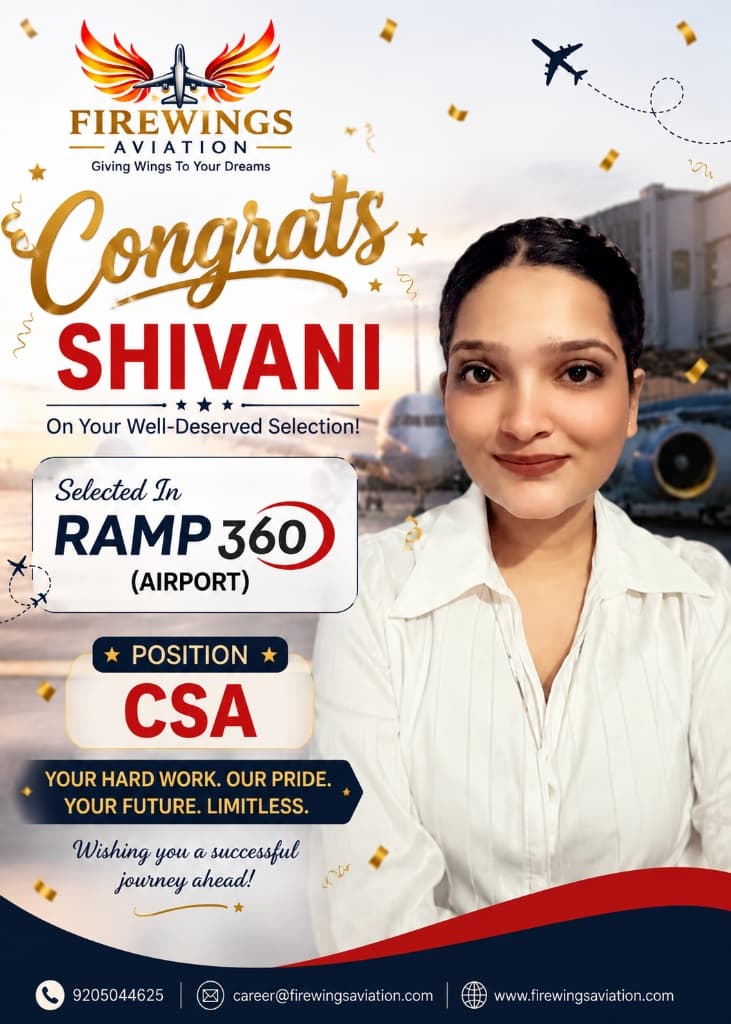 Shivani selected as CSA at Ramp 360 (Airport)
